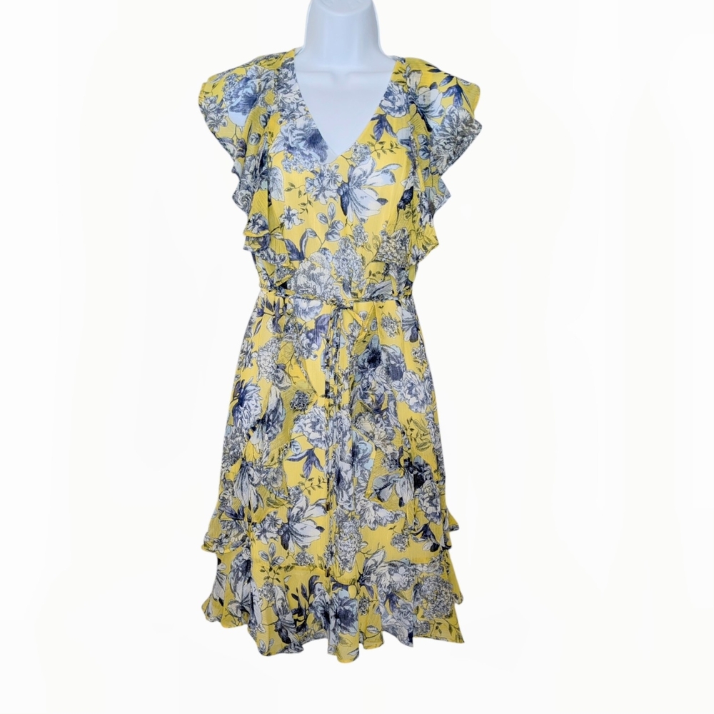 Tommy Hilfiger Yellow and Blue Floral Mini Dress